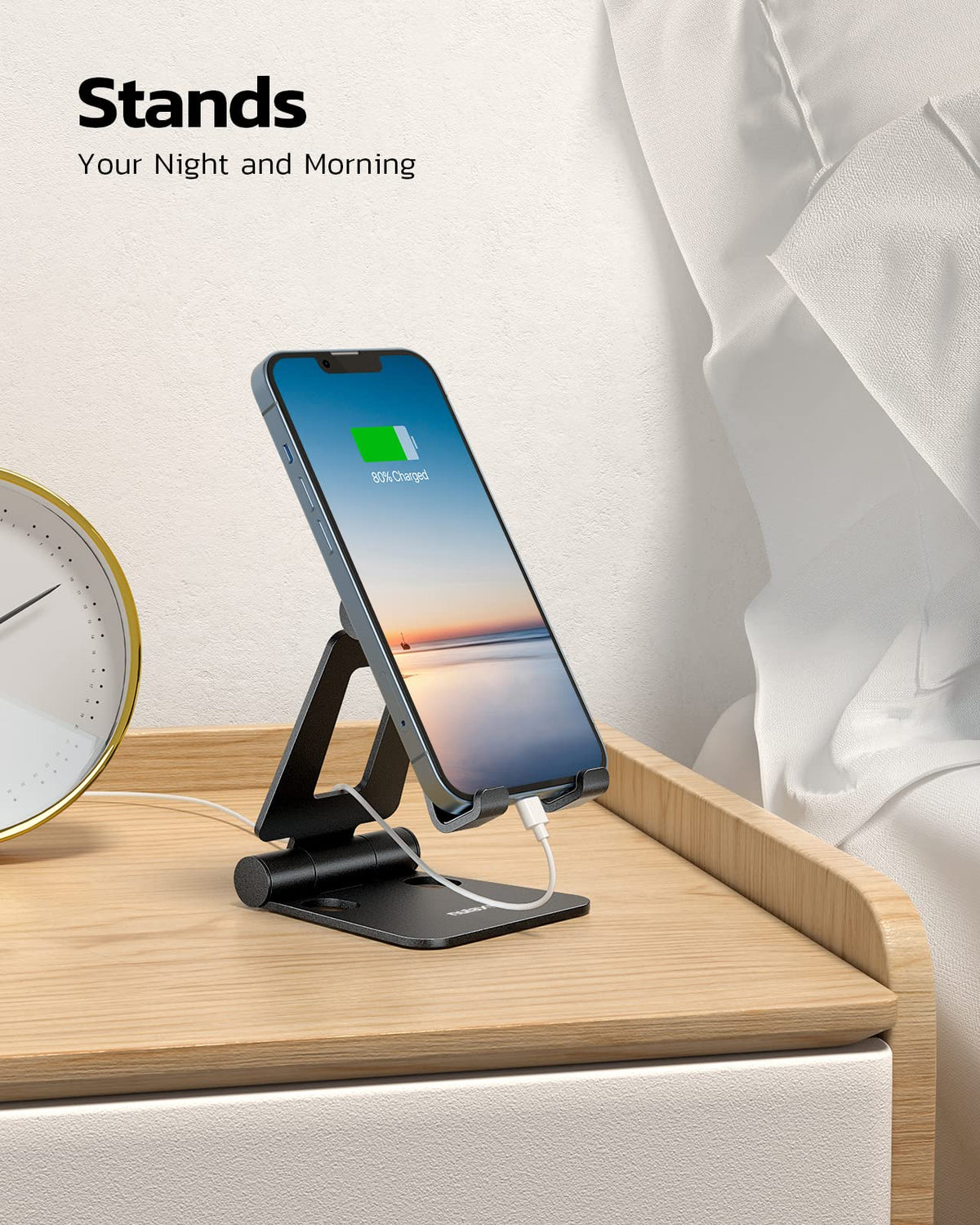Nulaxy Full Aluminum Dual Folding Cell Phone Stand for Desk, Purple
