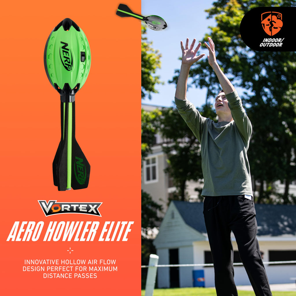 Nerf Vortex Aero Howler Foam Ball, Classic Long-Distance Football, Flight-Optimizing Tail, Whistling Sound, Indoor & Outdoor Fun, Christmas Stocking Stuffers for Kids