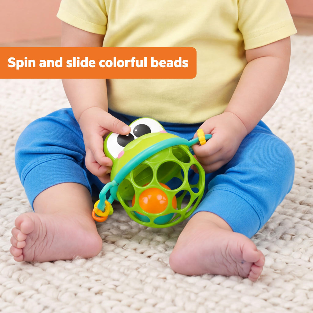 Bright Starts Oball Easy Grasp Classic Ball BPA-Free Infant Toy in Red, Yellow, Green, Blue, Age Newborn and up, 4 Inches
