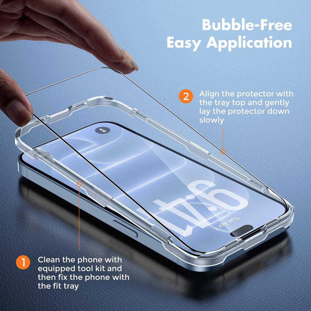 UNBREAKcable 3-Pack Screen Protector for iPhone 16 Pro Max, Full Coverage