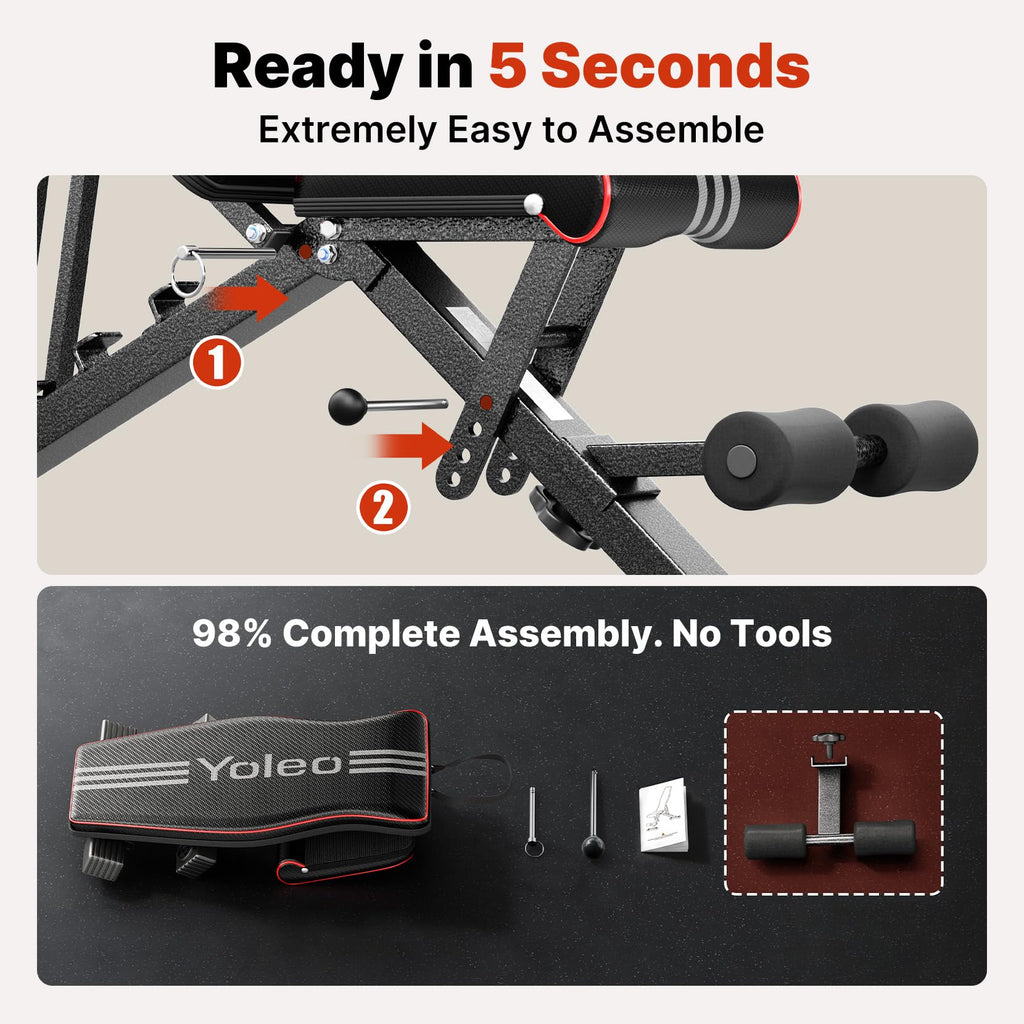 YOLEO Adjustable Weight Bench, ASTM-Certified 827LBS