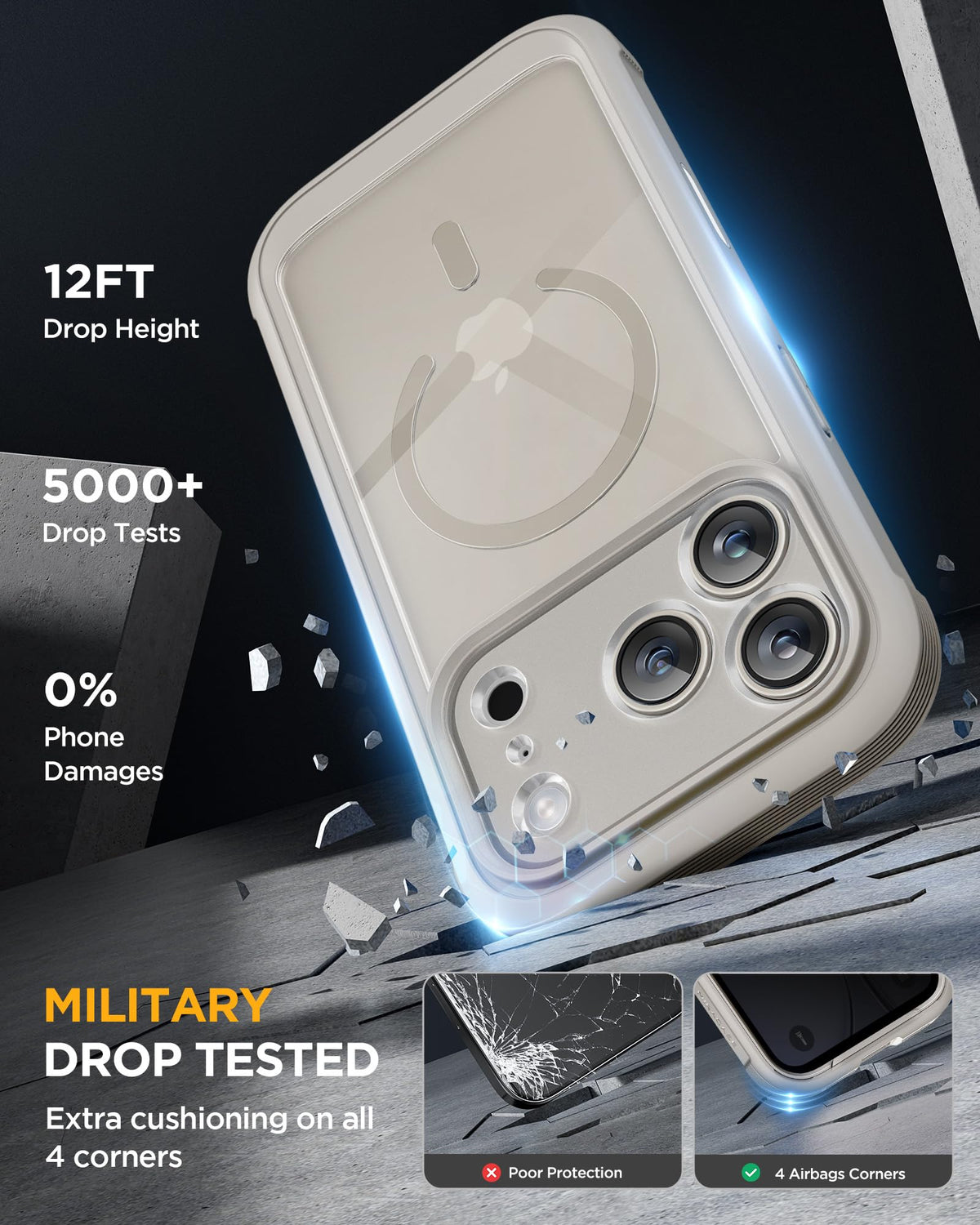 Miracase for iPhone 15 Pro Case 6.1'',with Private Screen Protector,Black