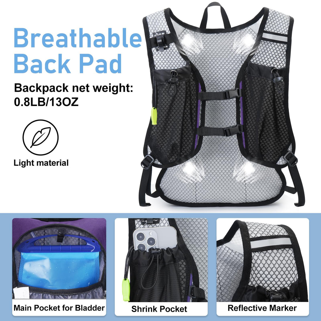 Lightweight Hydration Backpack, Running Backpack with 2L Water Bladder