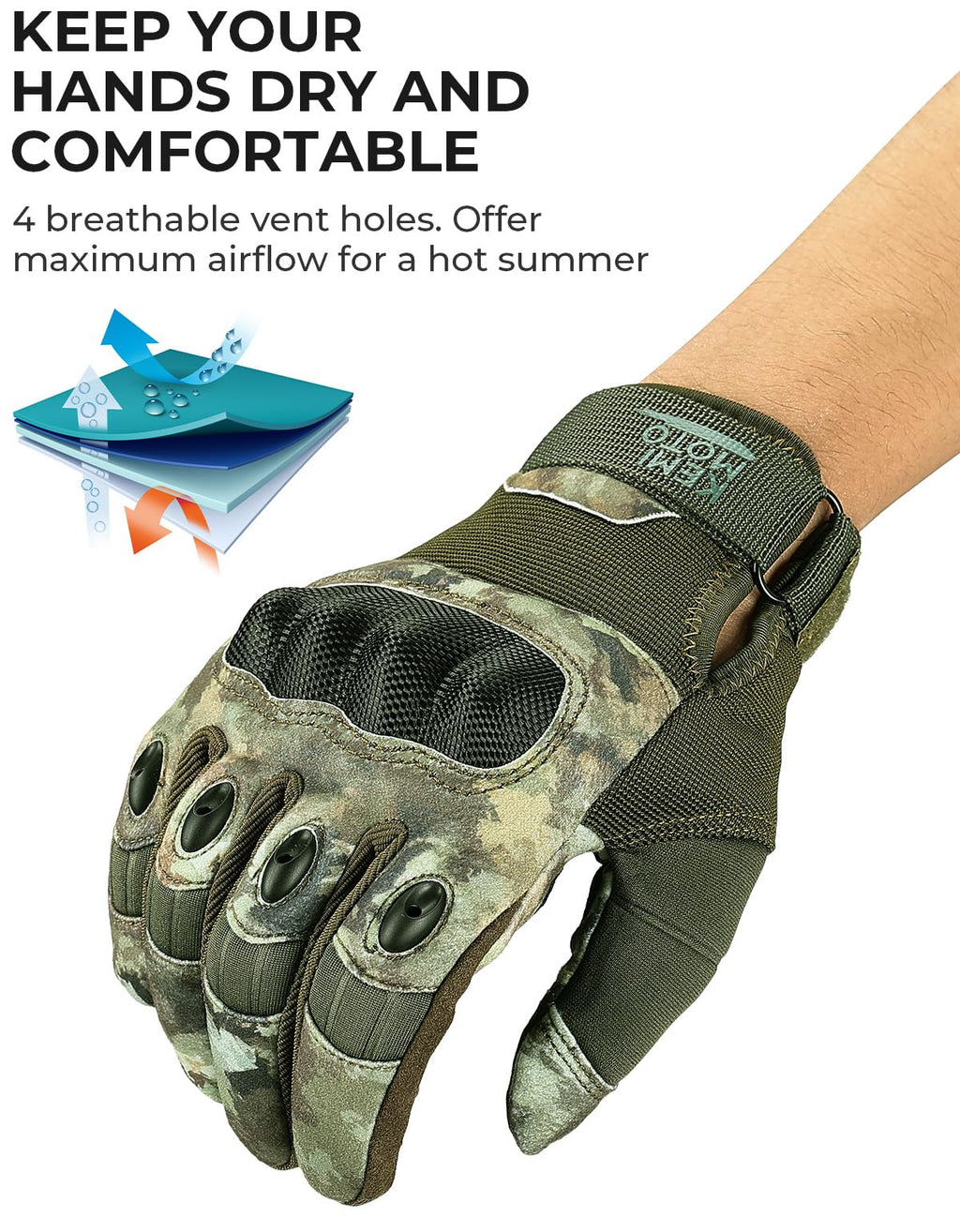 KEMIMOTO Tactical Gloves for Men, Touchscreen Motorcycle Gloves with Hard Shell & Palm Padding for Sports Motorcycle Cycling Tactical Airsoft Paintball Hunting Hiking