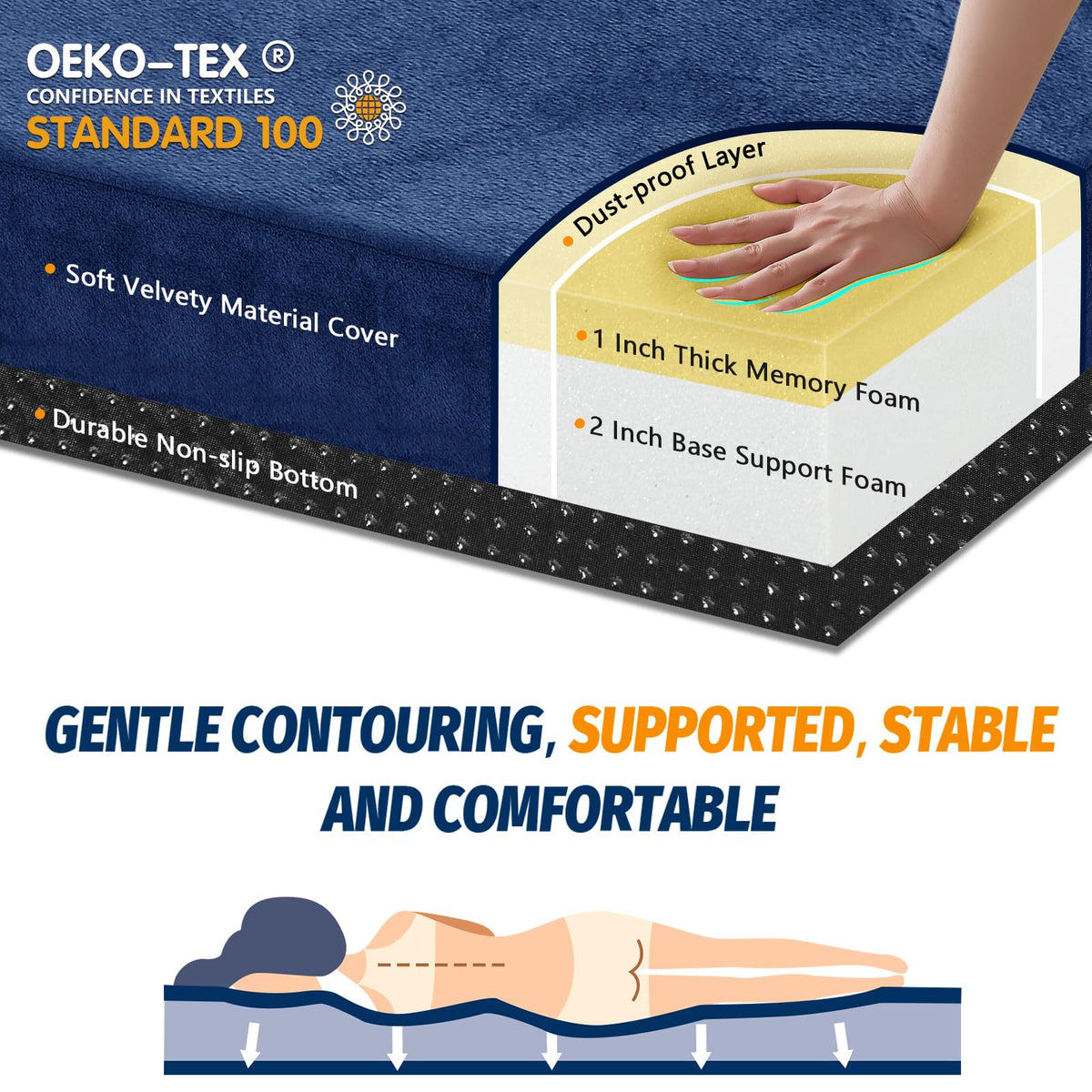 CYMULA Memory Foam Camping Mattress Pad, Sleeping Mat, Portable Roll Up Mattress for Adults, Camping Bed Pads for Sleepover, Car Bed with Travel Bag