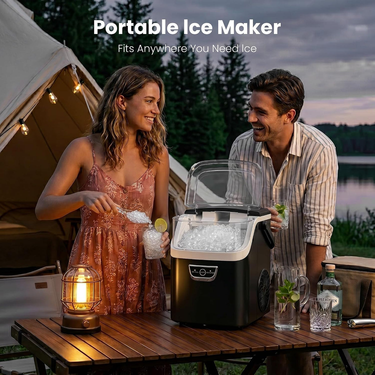 AGLUCKY Nugget Ice Makers Countertop, 35lbs/Day Crushed Ice Machine