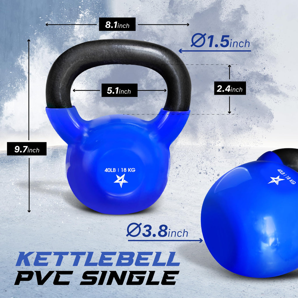 Yes4All Vinyl Kettlebell, 5–100 Lb Strength Training Kettlebell