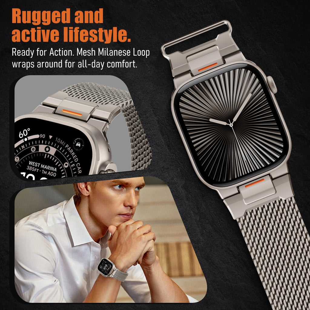 BXUXOHS Milanese Loop for Apple Watch Ultra 4/3/2 Band 49mm 44/45/46mm Men