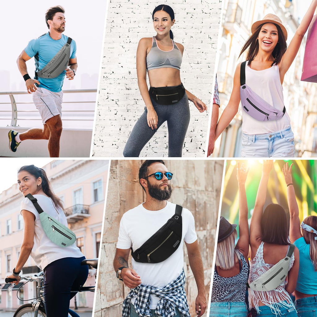 MAXTOP Large Fanny Pack for Women Men Crossbody Bag with 4-Zipper Pockets