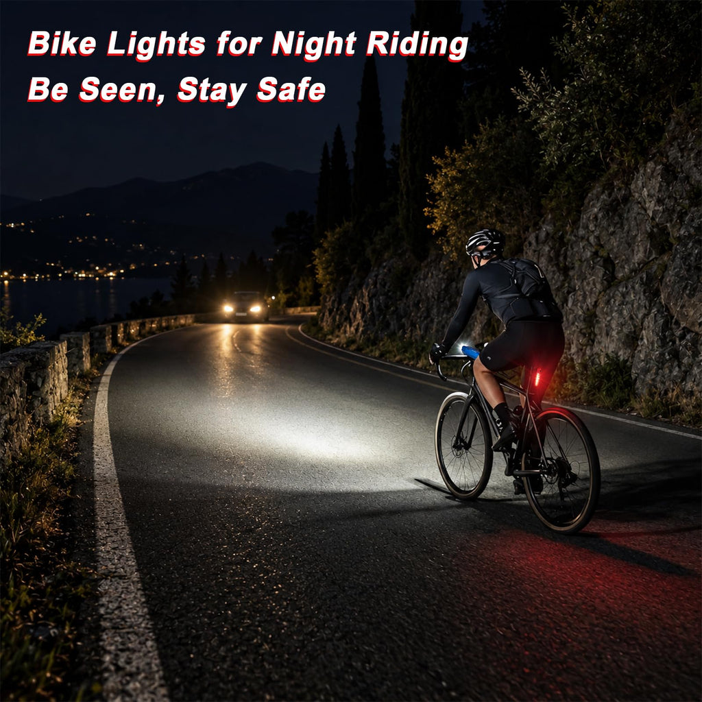 Ascher Ultra Bright USB Rechargeable Bike Light Set, Powerful Bicycle Front Headlight and Back Taillight, 4 Light Modes, Easy to Install for Men Women Kids Road Mountain Cycling