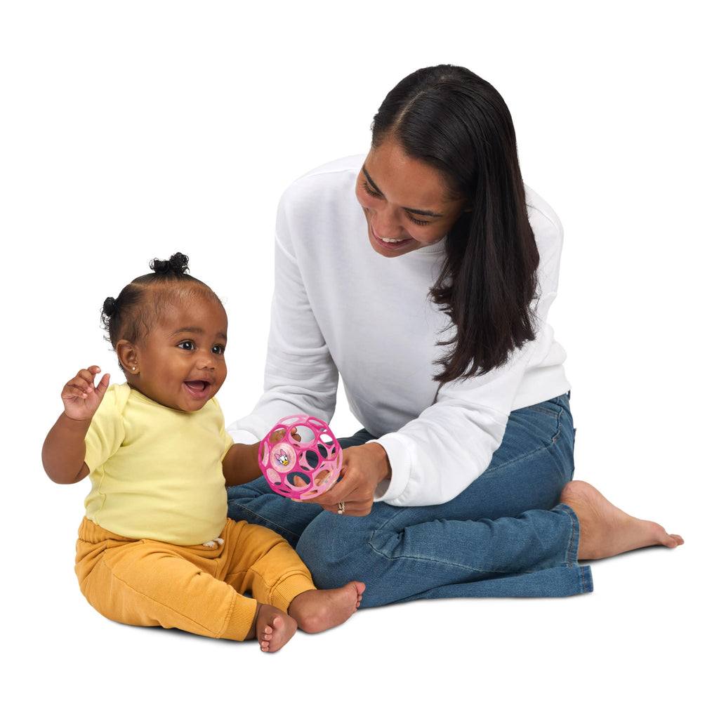 Bright Starts Oball Easy Grasp Classic Ball BPA-Free Infant Toy in Red, Yellow, Green, Blue, Age Newborn and up, 4 Inches