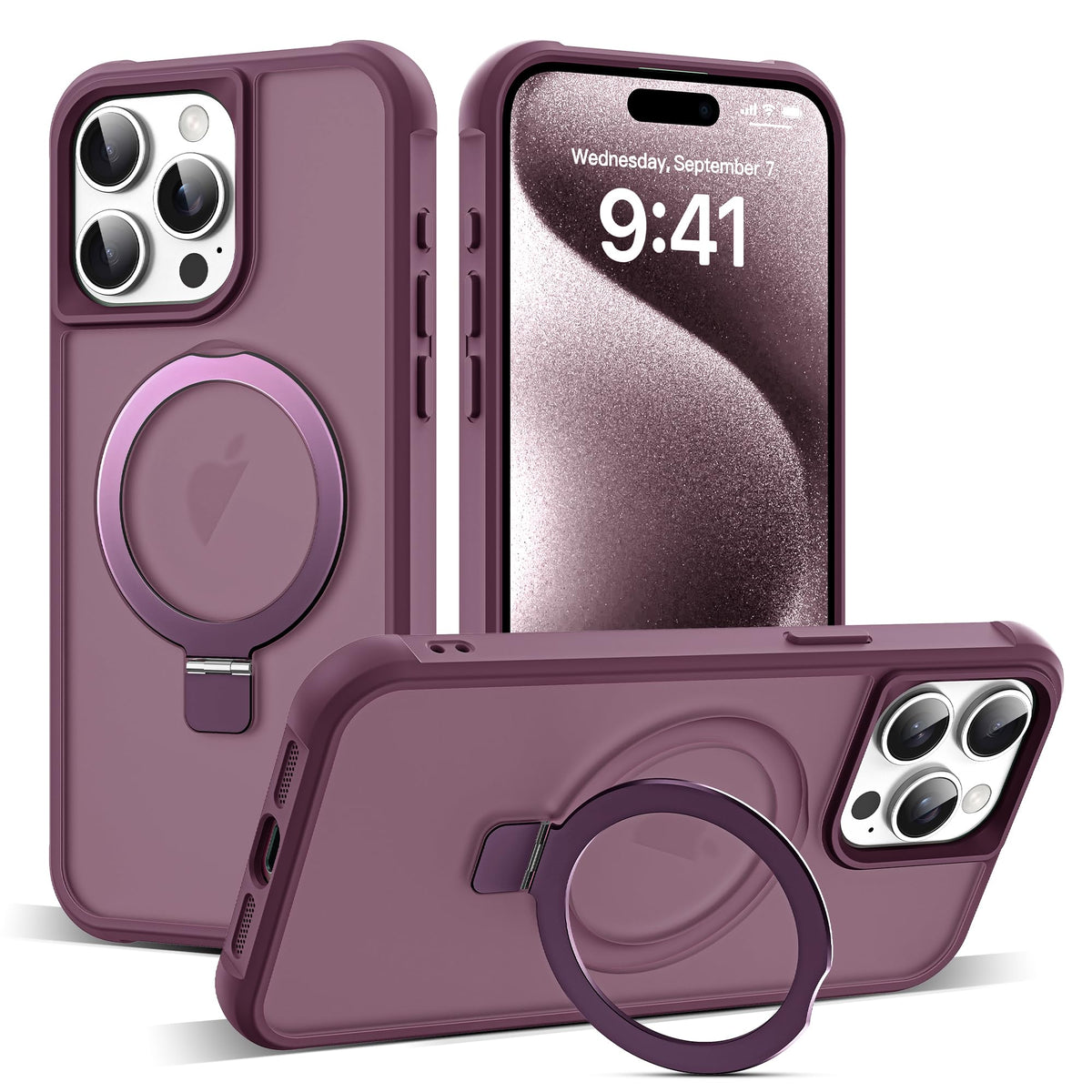 SKYLMW Compatible with iPhone 17 Case with Stand,Rose Gold