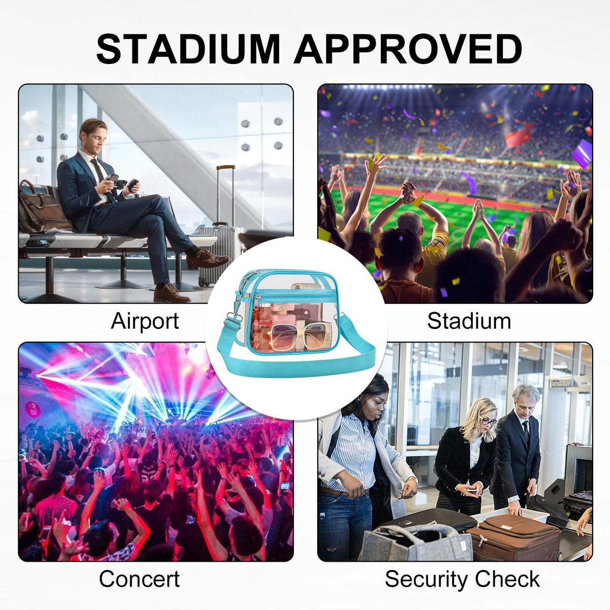 USPECLARE Clear Bag for Stadium Events Clear Sports Fan Handbags Purses