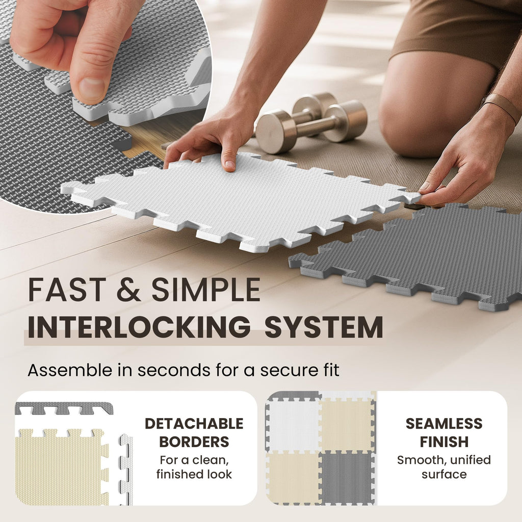 bemaxx Gym Mats Set - EVA Interlocking Foam Floor Tiles Workout Mat Puzzle