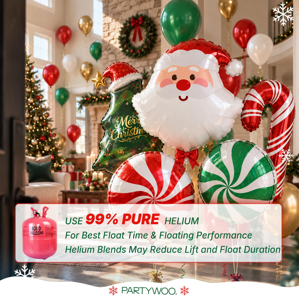 PartyWoo Christmas Balloons 66pcs Santa Xmas Tree Candy Cane Foil Balloons
