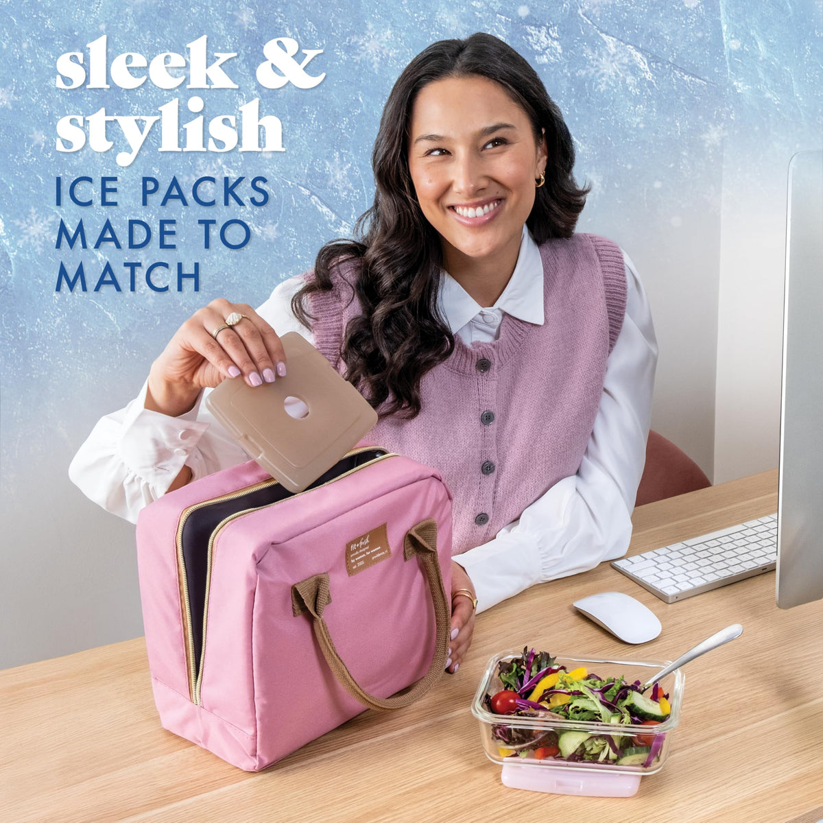 Cool Coolers by Fit & Fresh Slim Ice Packs, Quick Freeze Reusable Ice Packs for Lunch Boxes & Coolers, Long-Lasting, Space Saving Lunch Ice Packs, Blue, 4Pk
