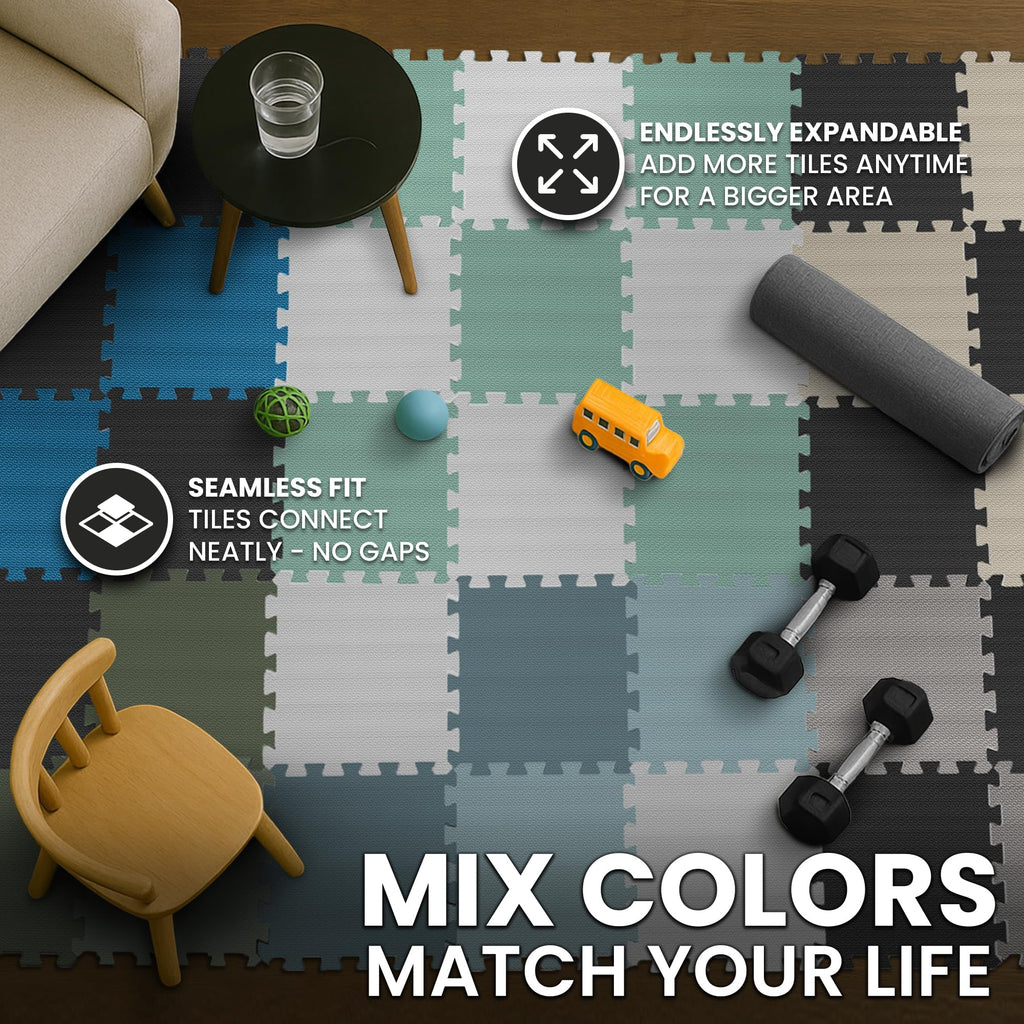 bemaxx Gym Mats Set - EVA Interlocking Foam Floor Tiles Workout Mat Puzzle