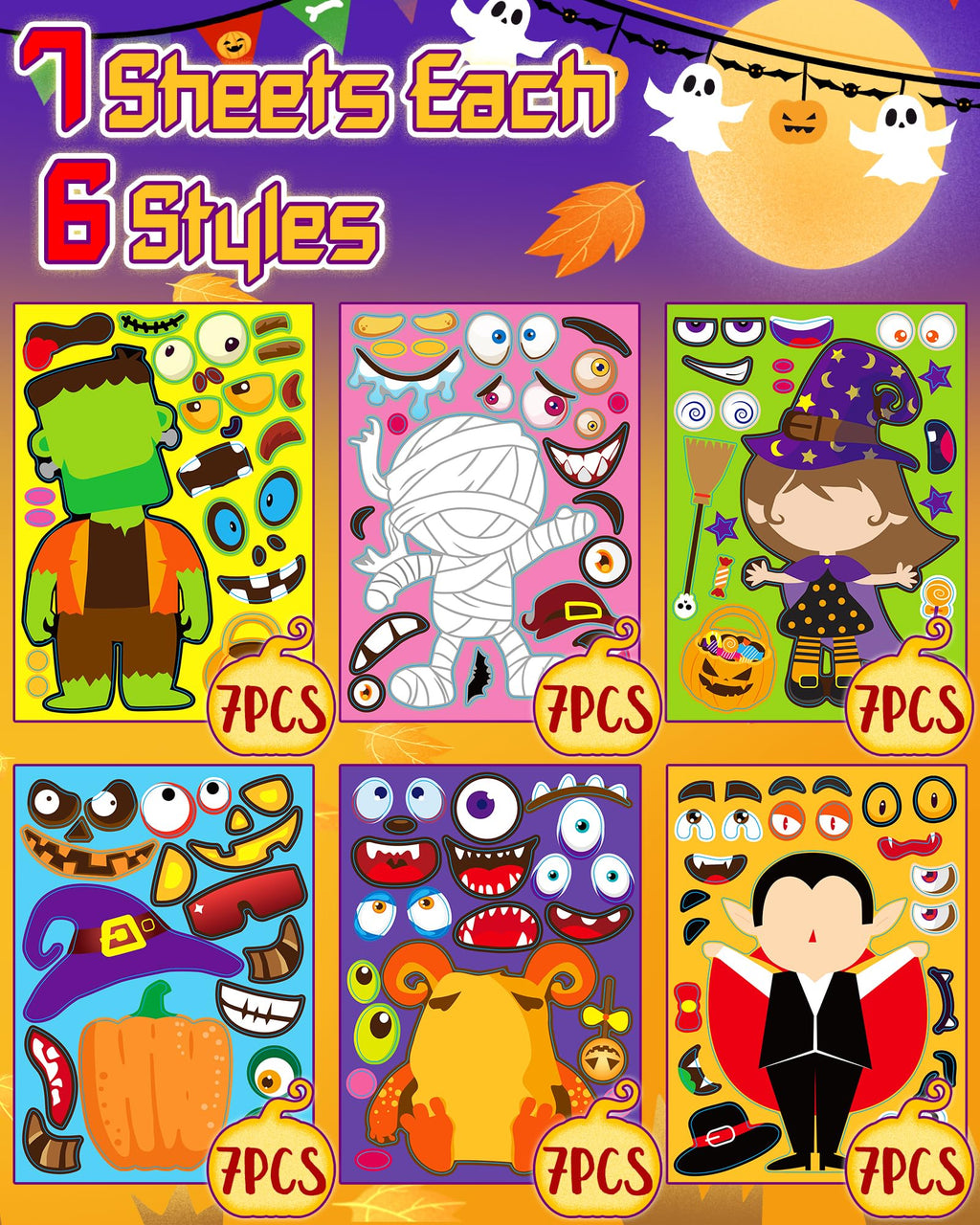 24 Pcs Make Your Own Axolotl Sticker, Party Favors Face Stickers for Kids