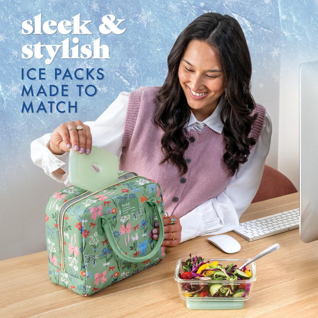 Cool Coolers by Fit & Fresh Slim Ice Packs, Quick Freeze Reusable Ice Packs for Lunch Boxes & Coolers, Long-Lasting, Space Saving Lunch Ice Packs, Blue, 4Pk