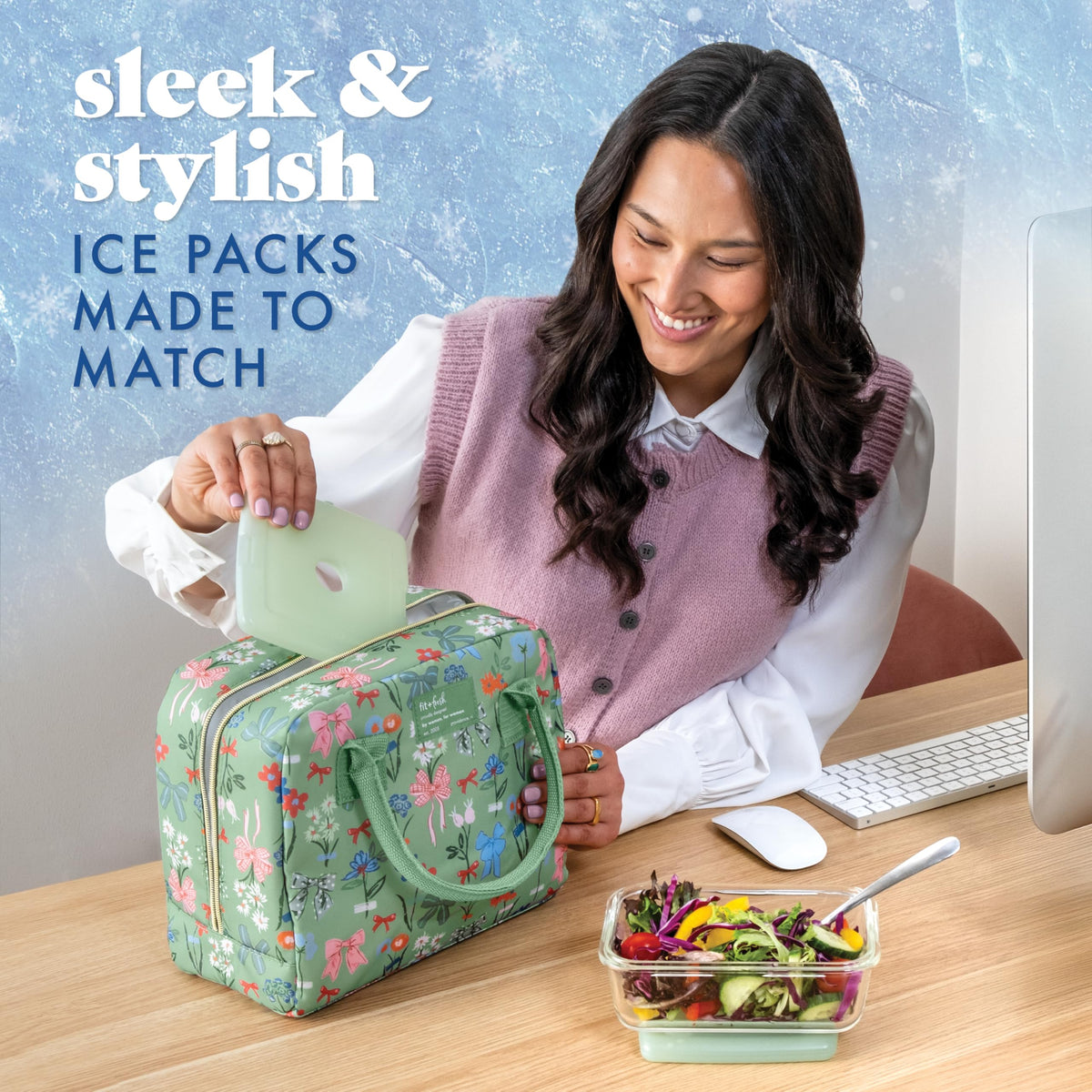 Cool Coolers by Fit & Fresh Slim Ice Packs, Quick Freeze Reusable Ice Packs for Lunch Boxes & Coolers, Long-Lasting, Space Saving Lunch Ice Packs, Blue, 4Pk