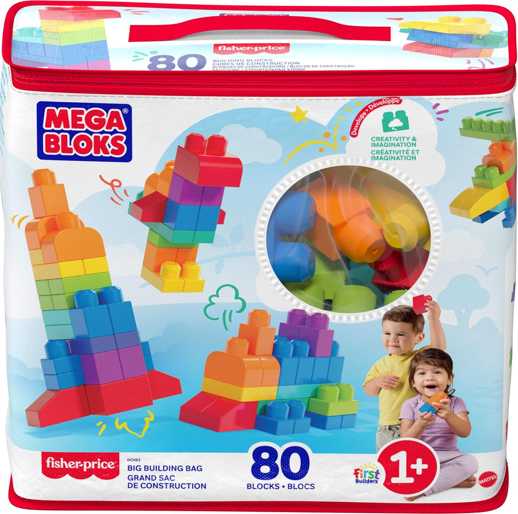 MEGA BLOKS First Builders Big Building Bag Toddler Blocks Toy Blue