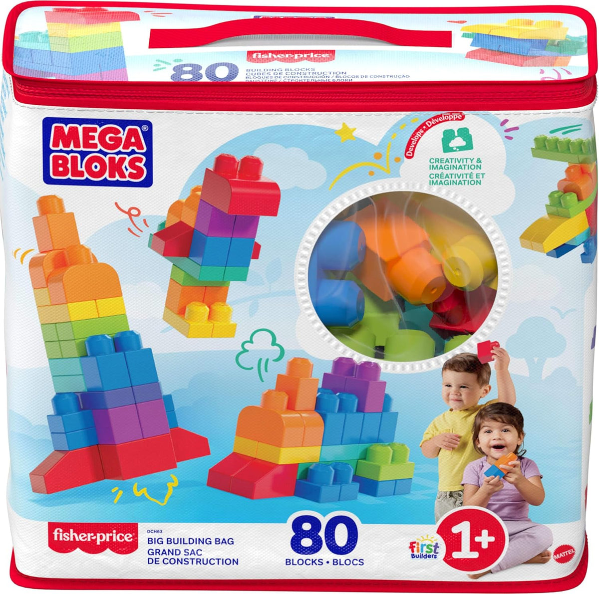 MEGA BLOKS First Builders Big Building Bag Toddler Blocks Toy Blue