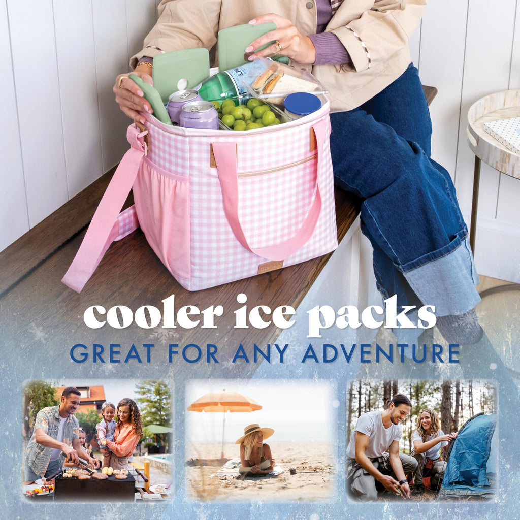 Cool Coolers by Fit & Fresh Slim Ice Packs, Quick Freeze Reusable Ice Packs for Lunch Boxes & Coolers, Long-Lasting, Space Saving Lunch Ice Packs, Blue, 4Pk