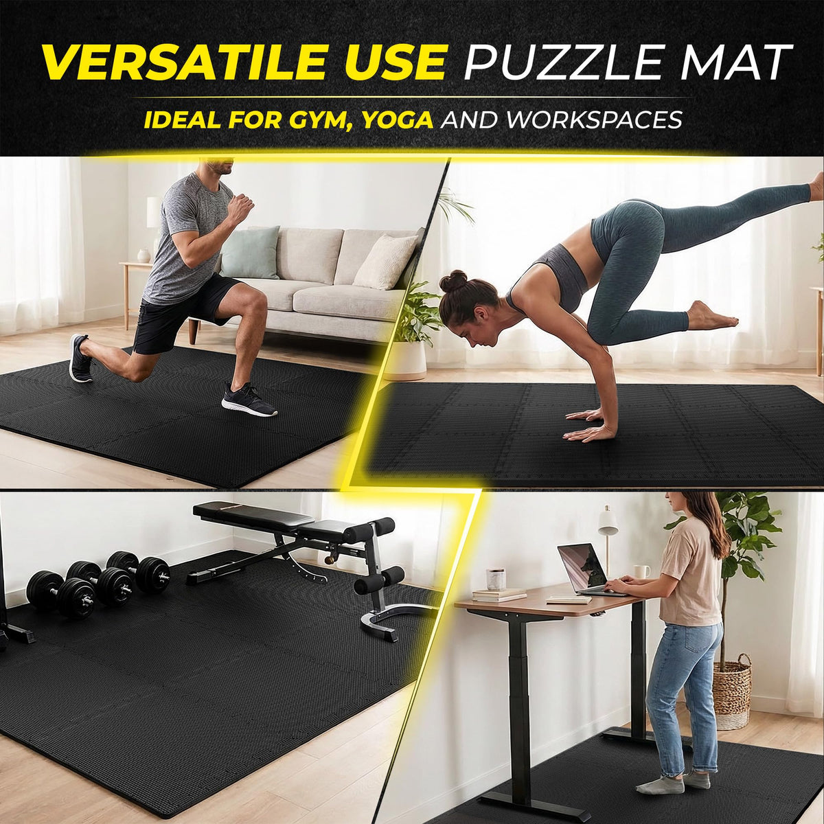 bemaxx Gym Mats Set - EVA Interlocking Foam Floor Tiles Workout Mat Puzzle