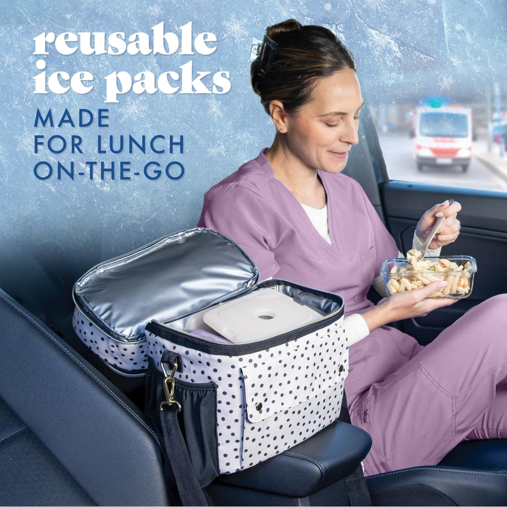 Cool Coolers by Fit & Fresh Slim Ice Packs, Quick Freeze Reusable Ice Packs for Lunch Boxes & Coolers, Long-Lasting, Space Saving Lunch Ice Packs, Blue, 4Pk