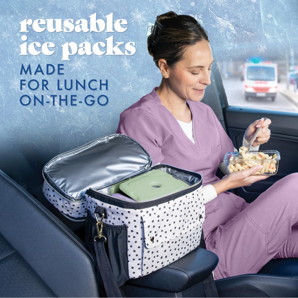Cool Coolers by Fit & Fresh Slim Ice Packs, Quick Freeze Reusable Ice Packs for Lunch Boxes & Coolers, Long-Lasting, Space Saving Lunch Ice Packs, Blue, 4Pk