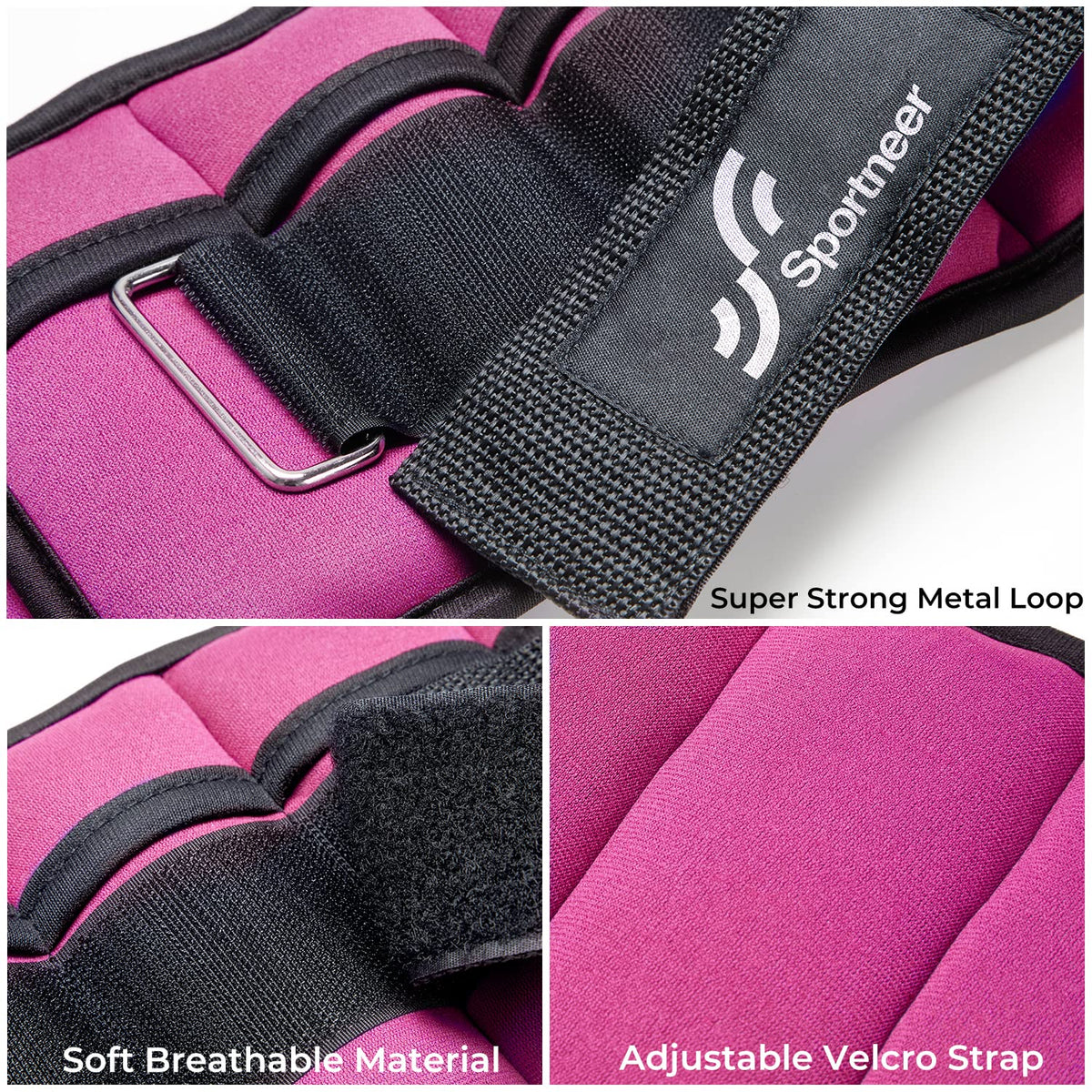 Sportneer Adjustable Ankle Weights, 2-10 lb per Pair, Removable Weights