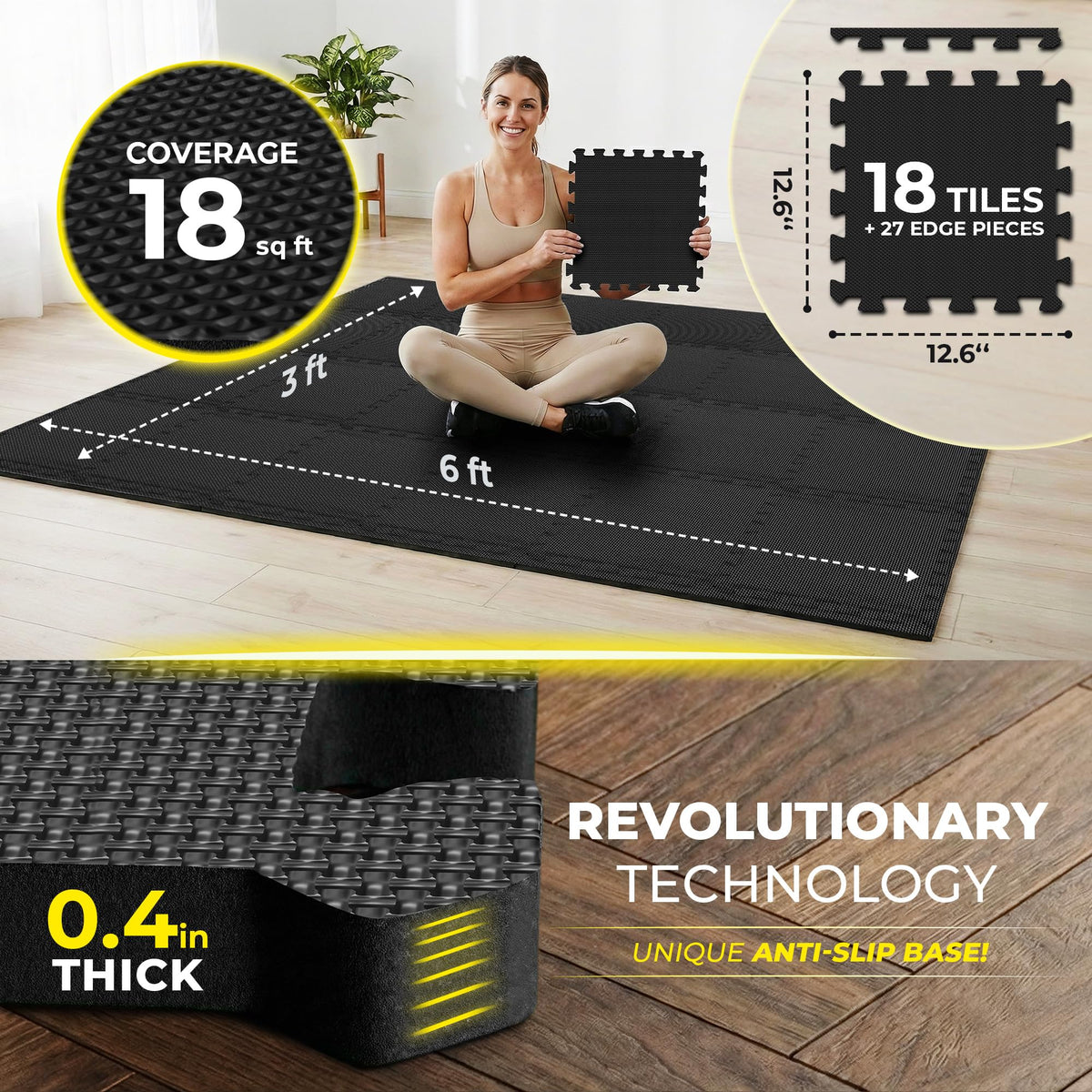 bemaxx Gym Mats Set - EVA Interlocking Foam Floor Tiles Workout Mat Puzzle