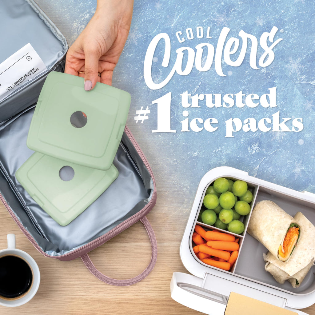 Cool Coolers by Fit & Fresh Slim Ice Packs, Quick Freeze Reusable Ice Packs for Lunch Boxes & Coolers, Long-Lasting, Space Saving Lunch Ice Packs, Blue, 4Pk