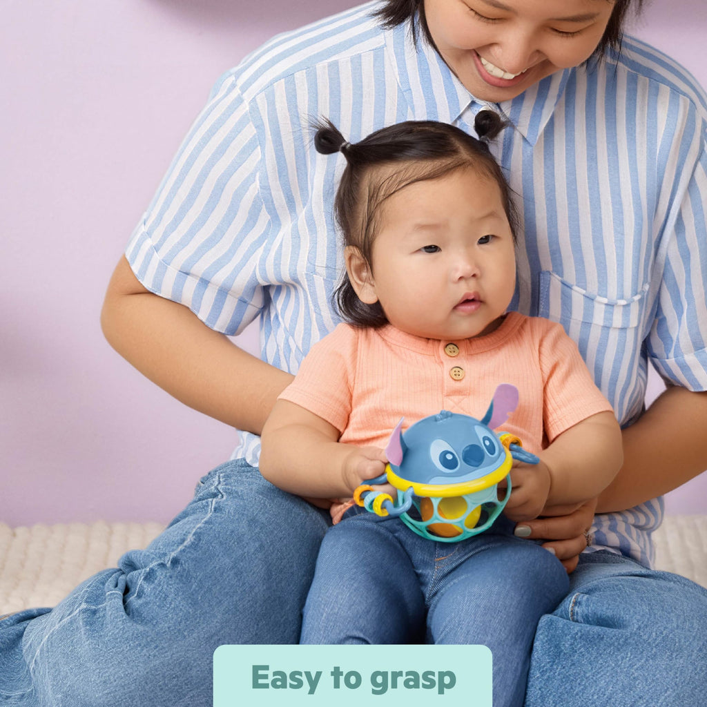 Bright Starts Oball Easy Grasp Classic Ball BPA-Free Infant Toy in Red, Yellow, Green, Blue, Age Newborn and up, 4 Inches