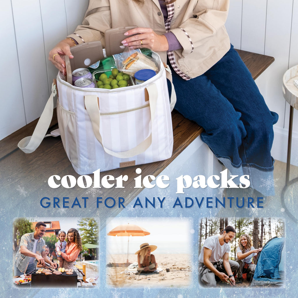 Cool Coolers by Fit & Fresh Slim Ice Packs, Quick Freeze Reusable Ice Packs for Lunch Boxes & Coolers, Long-Lasting, Space Saving Lunch Ice Packs, Blue, 4Pk
