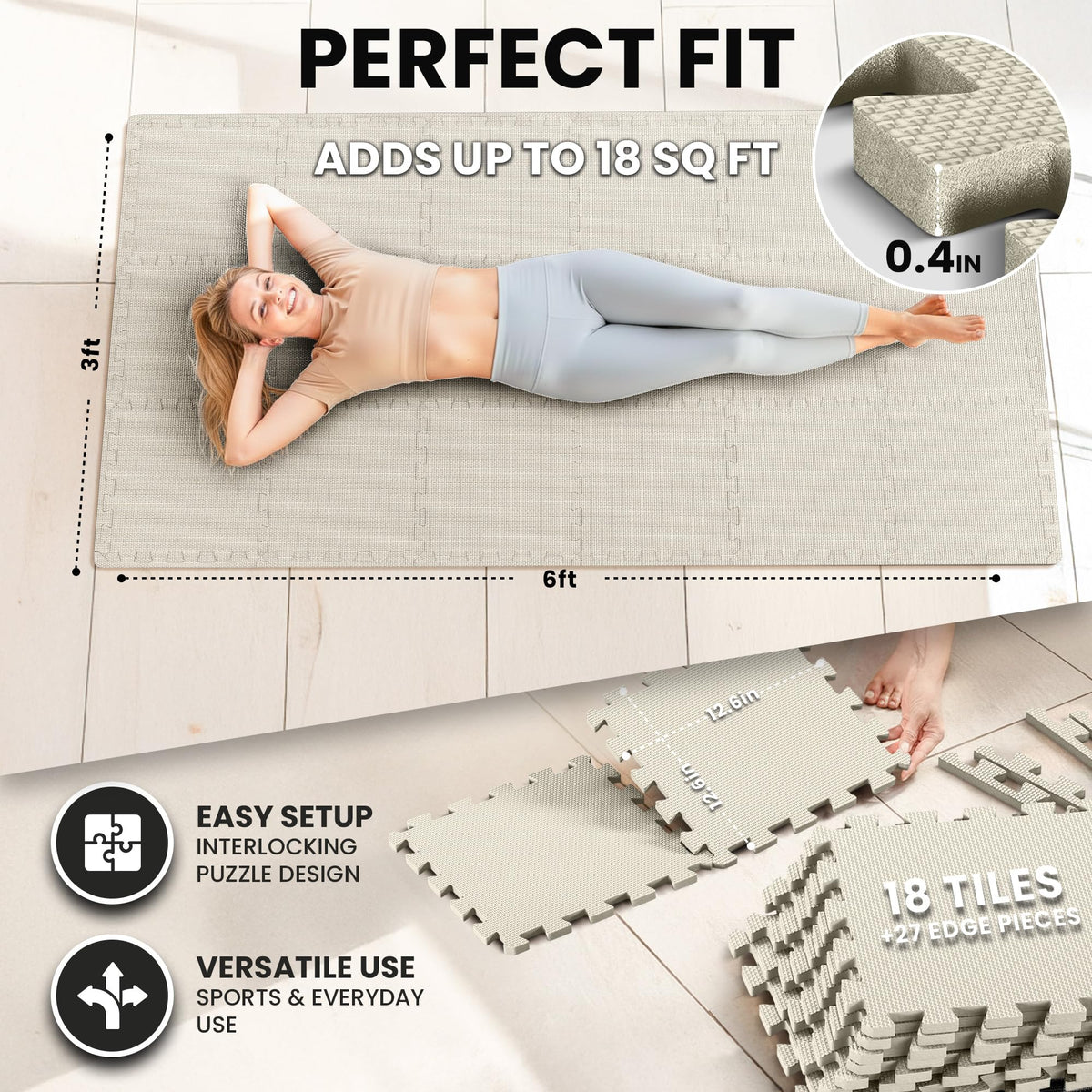 bemaxx Gym Mats Set - EVA Interlocking Foam Floor Tiles Workout Mat Puzzle