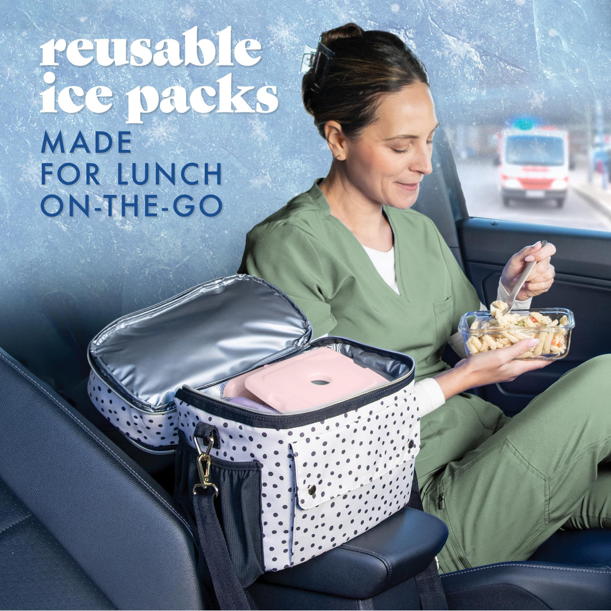 Cool Coolers by Fit & Fresh Slim Ice Packs, Quick Freeze Reusable Ice Packs for Lunch Boxes & Coolers, Long-Lasting, Space Saving Lunch Ice Packs, Blue, 4Pk