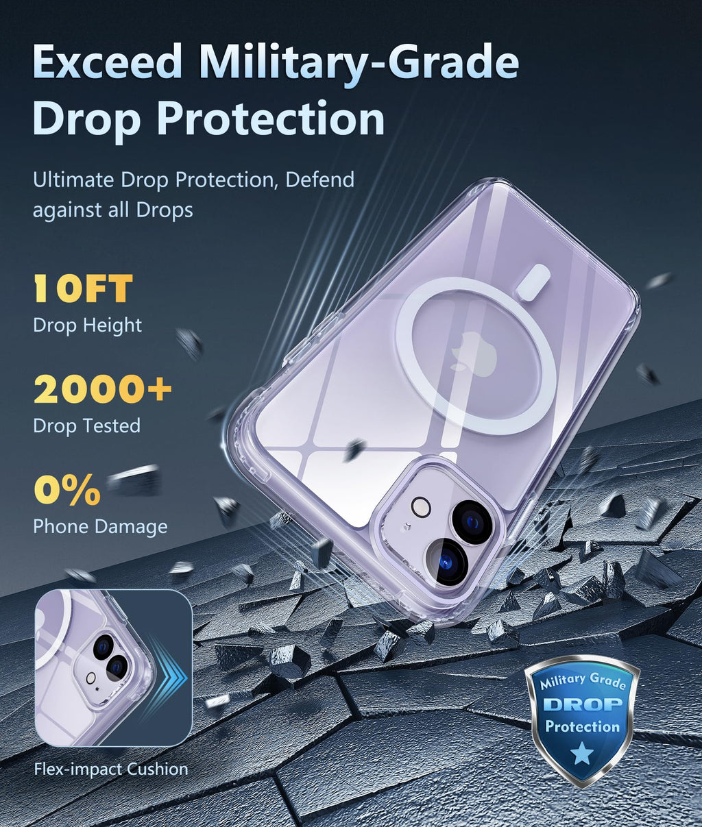 FNTCASE for iPhone 18 Pro Case/17 Pro Case Clear with Screen Protector