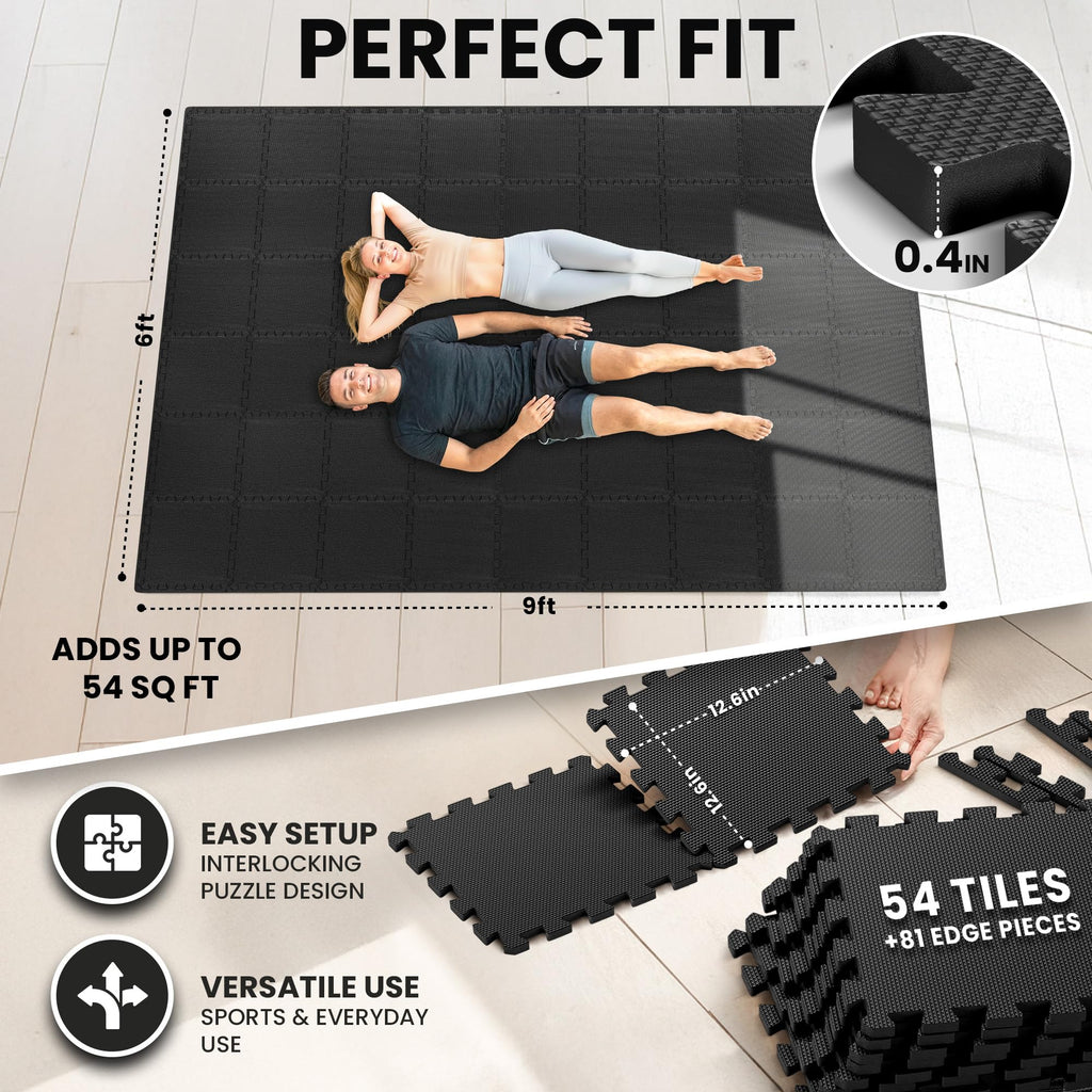 bemaxx Gym Mats Set - EVA Interlocking Foam Floor Tiles Workout Mat Puzzle