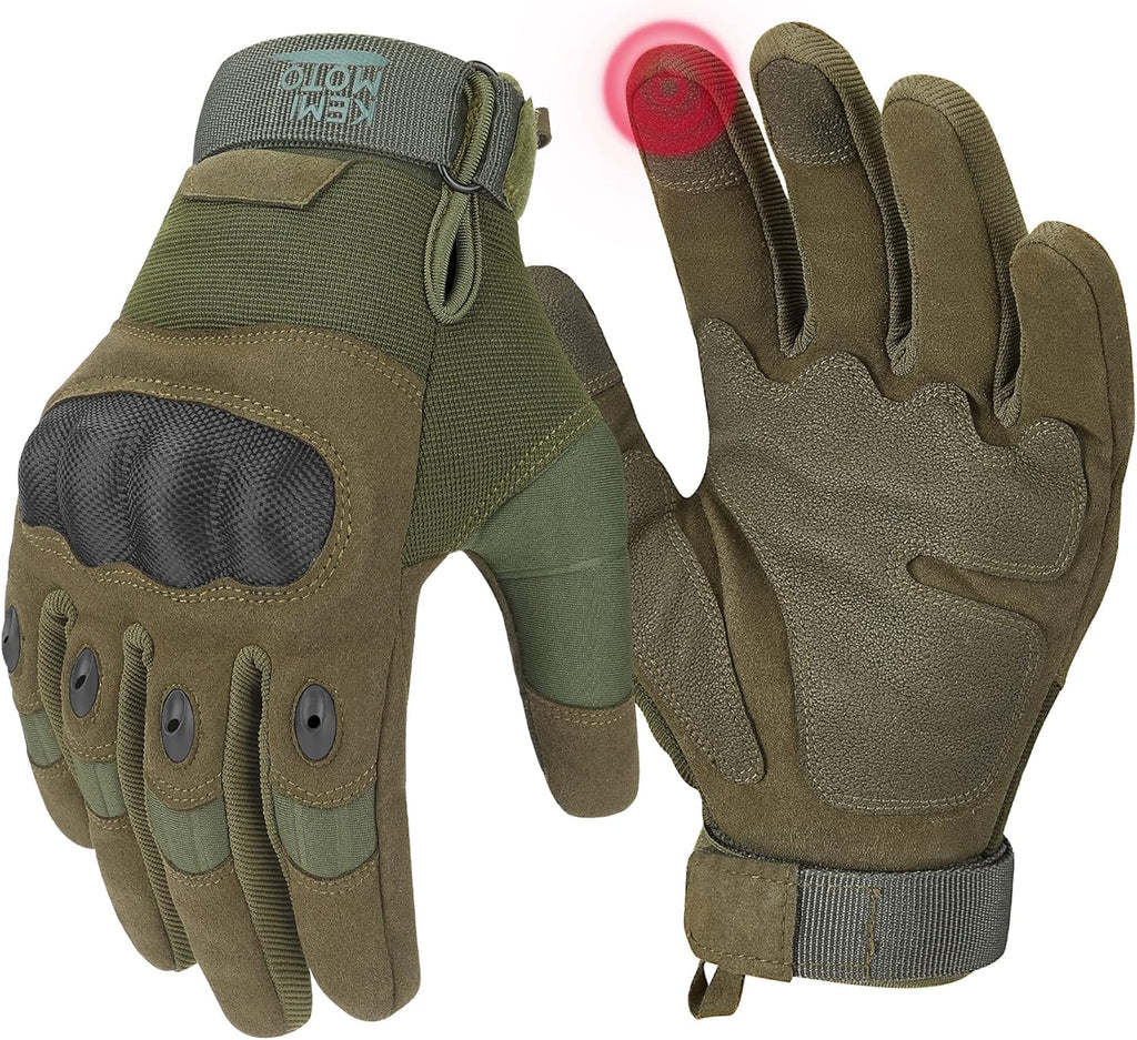 KEMIMOTO Tactical Gloves for Men, Touchscreen Motorcycle Gloves with Hard Shell & Palm Padding for Sports Motorcycle Cycling Tactical Airsoft Paintball Hunting Hiking