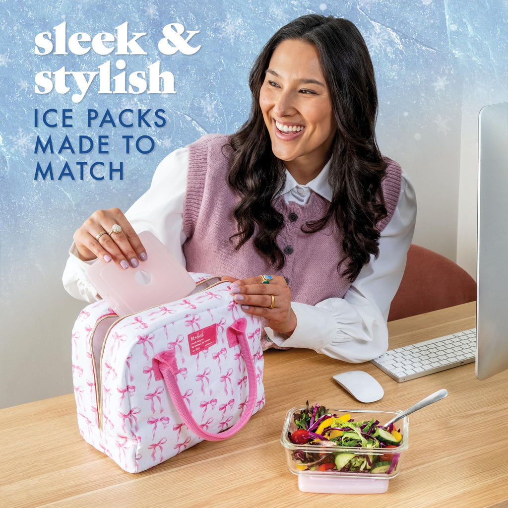 Cool Coolers by Fit & Fresh Slim Ice Packs, Quick Freeze Reusable Ice Packs for Lunch Boxes & Coolers, Long-Lasting, Space Saving Lunch Ice Packs, Blue, 4Pk