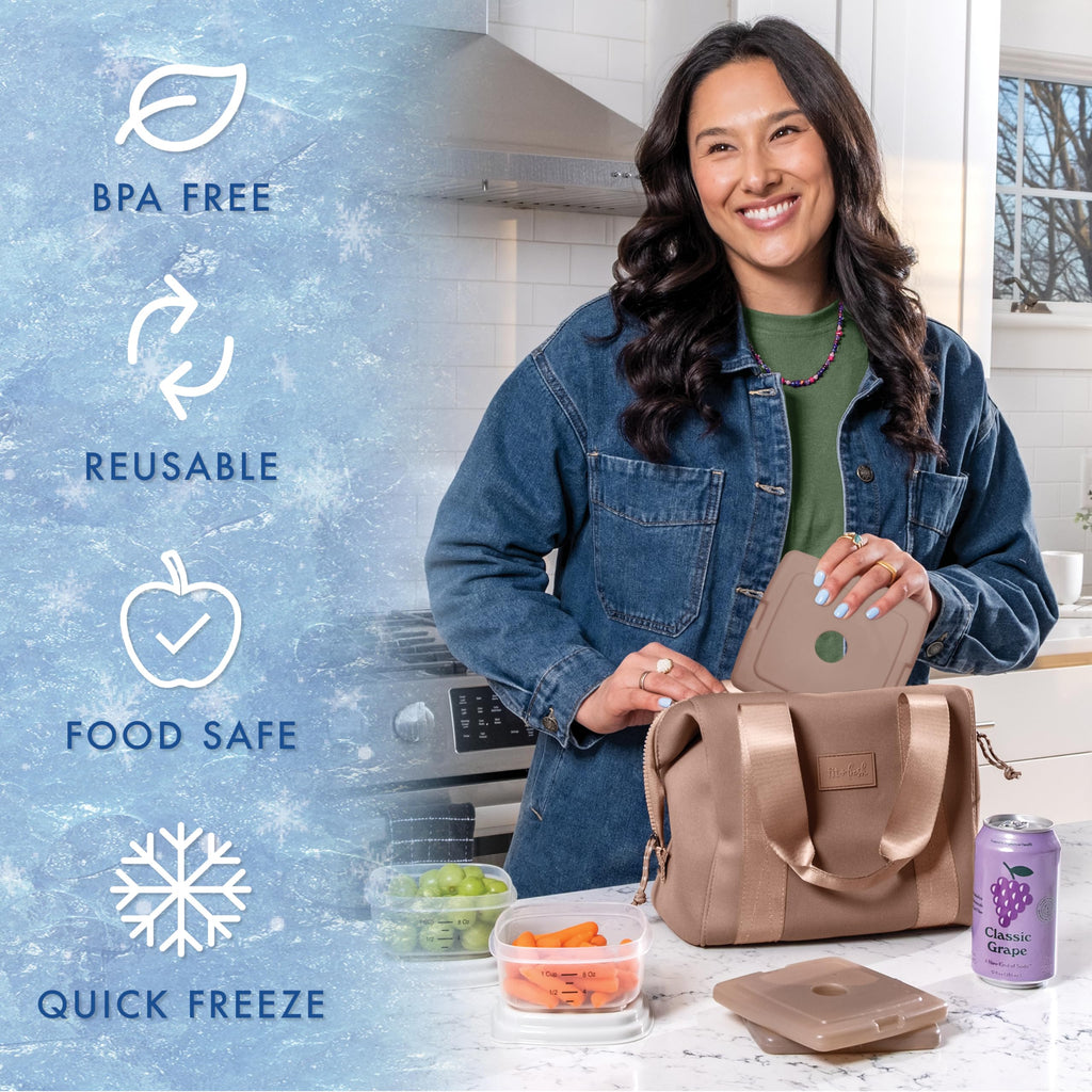 Cool Coolers by Fit & Fresh Slim Ice Packs, Quick Freeze Reusable Ice Packs for Lunch Boxes & Coolers, Long-Lasting, Space Saving Lunch Ice Packs, Blue, 4Pk