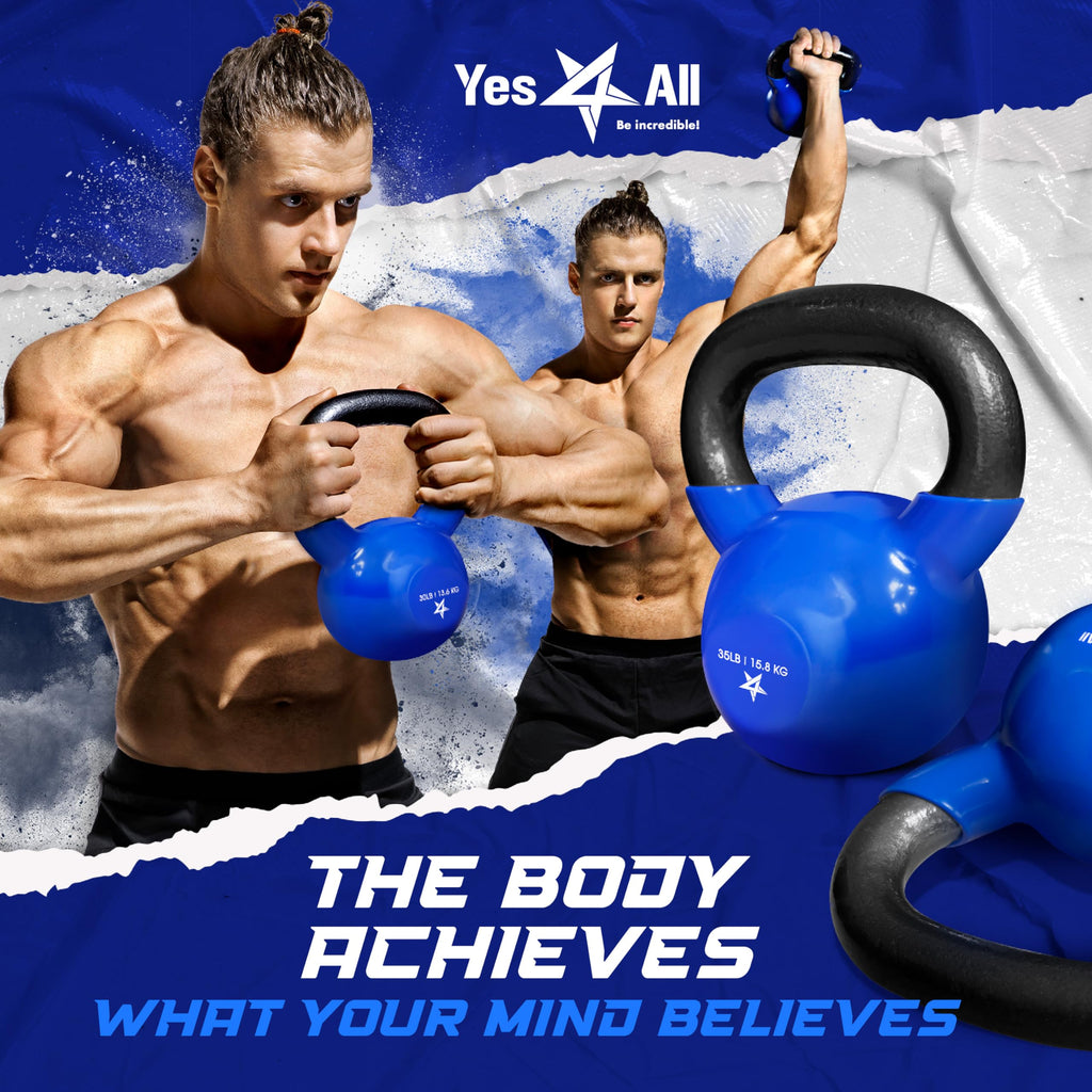 Yes4All Vinyl Kettlebell, 5–100 Lb Strength Training Kettlebell