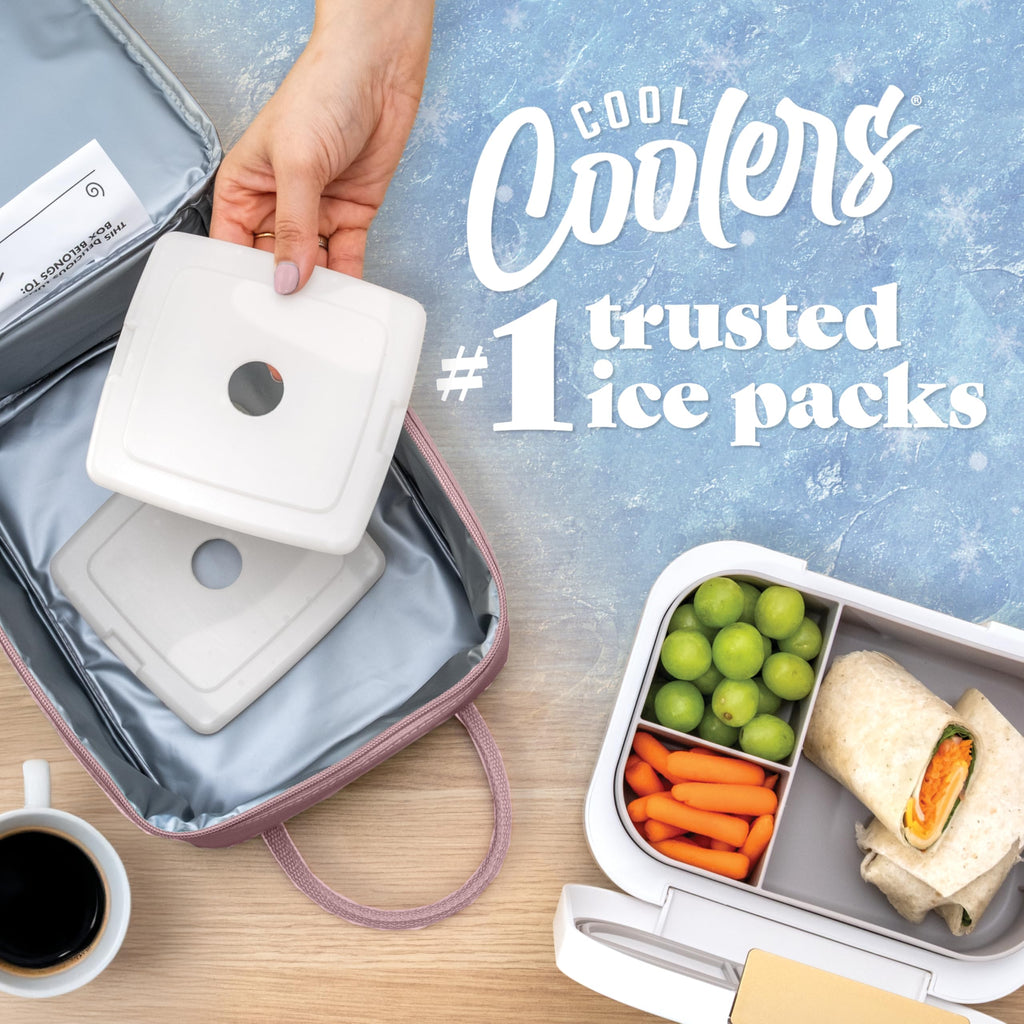 Cool Coolers by Fit & Fresh Slim Ice Packs, Quick Freeze Reusable Ice Packs for Lunch Boxes & Coolers, Long-Lasting, Space Saving Lunch Ice Packs, Blue, 4Pk