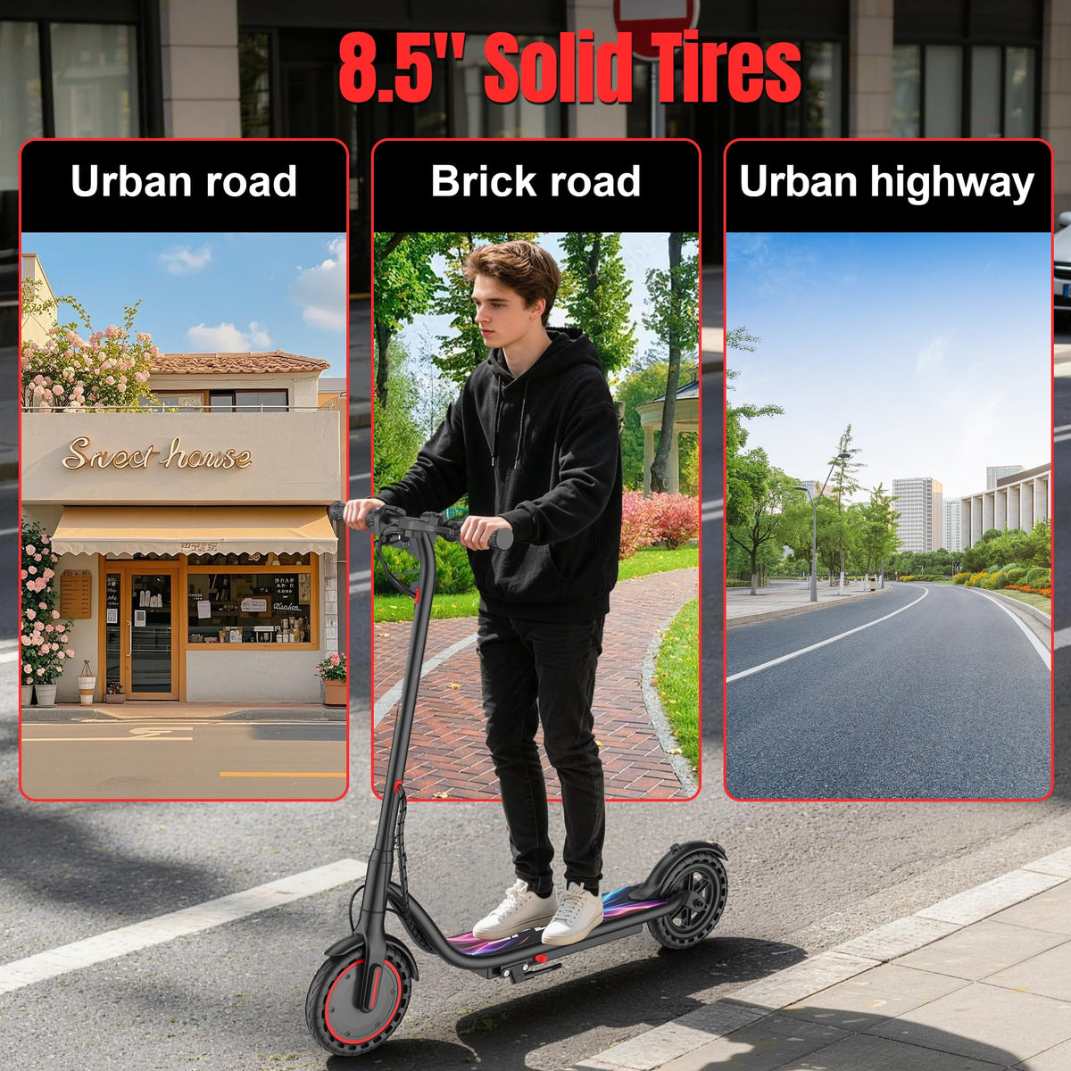 VOLPAM Electric Scooter, 350W/500W Motor, 21/28/40 Miles Long Range