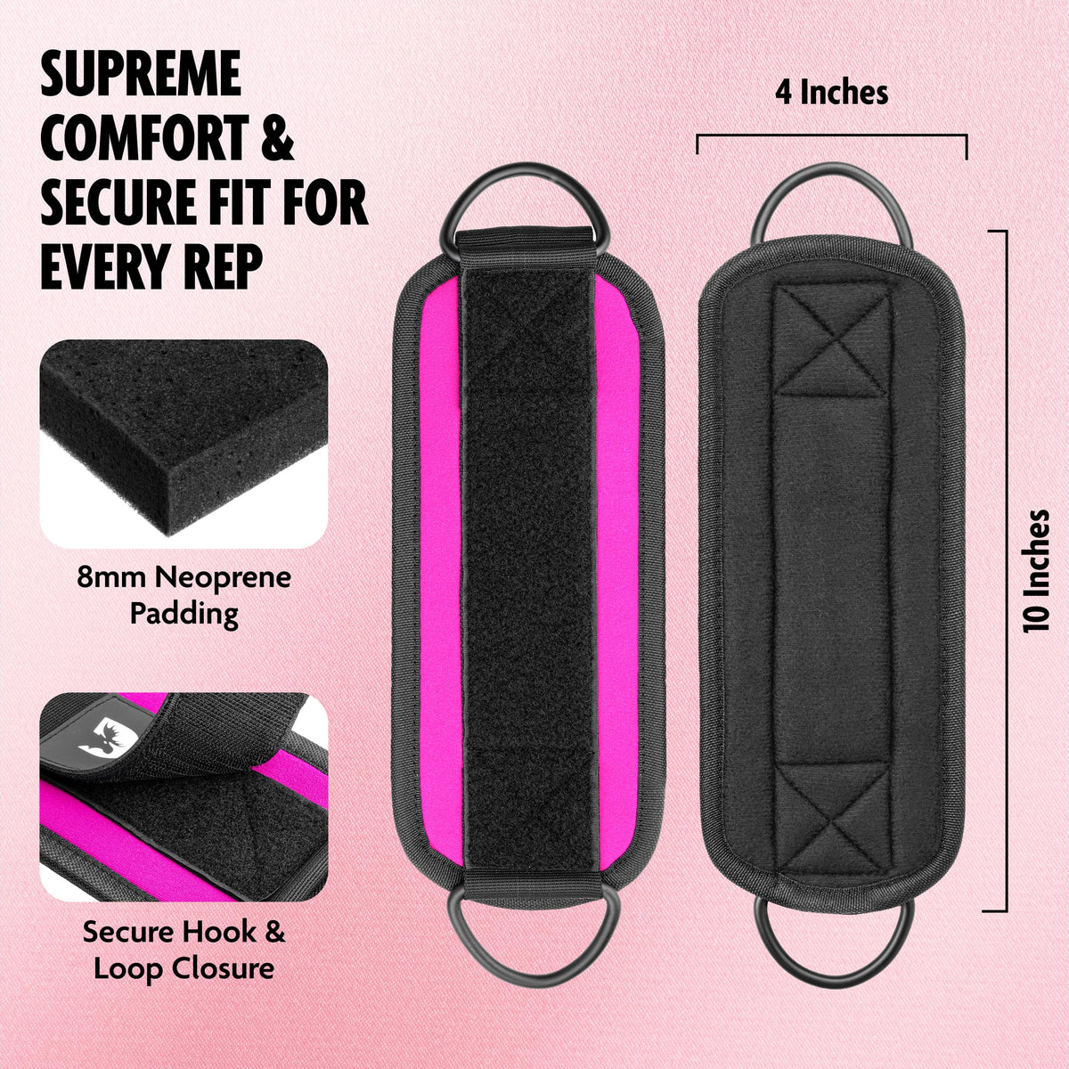DMoose Ankle Strap for Cable Machine - One Size Fit with Premium Padding, Workout Kickback Ankle Cuffs, Ankle Bands for Working Out, Booty Workouts, Leg Extension, Hip Abductors & Lower Body Exercises