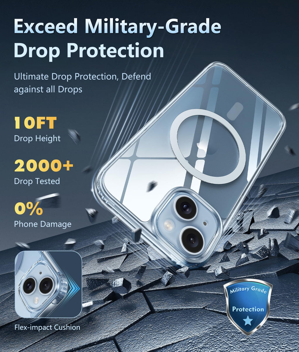 FNTCASE for iPhone 18 Pro Case/17 Pro Case Clear with Screen Protector