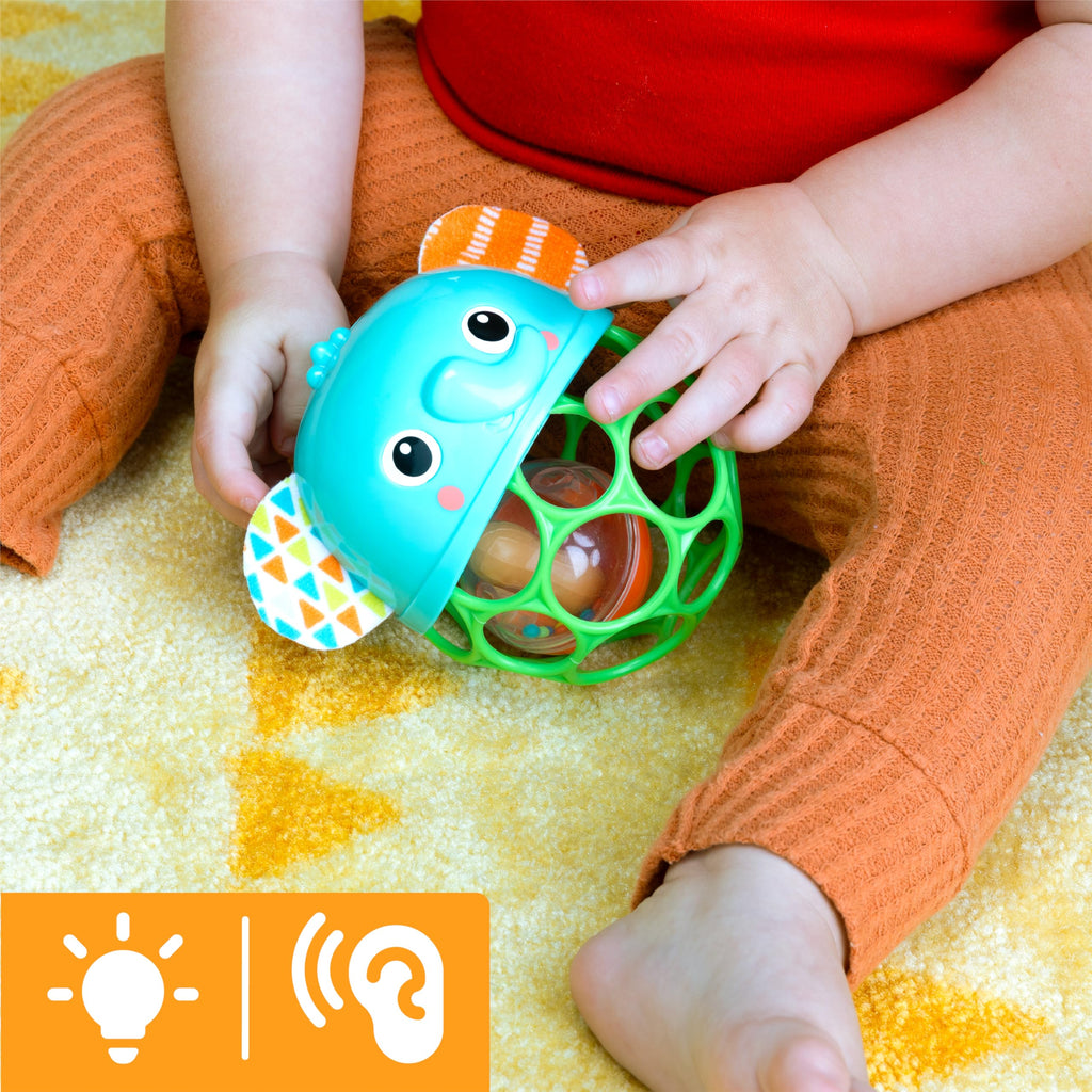 Bright Starts Oball Easy Grasp Classic Ball BPA-Free Infant Toy in Red, Yellow, Green, Blue, Age Newborn and up, 4 Inches