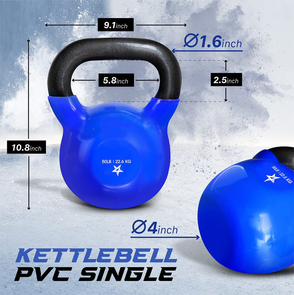 Yes4All Vinyl Kettlebell, 5–100 Lb Strength Training Kettlebell