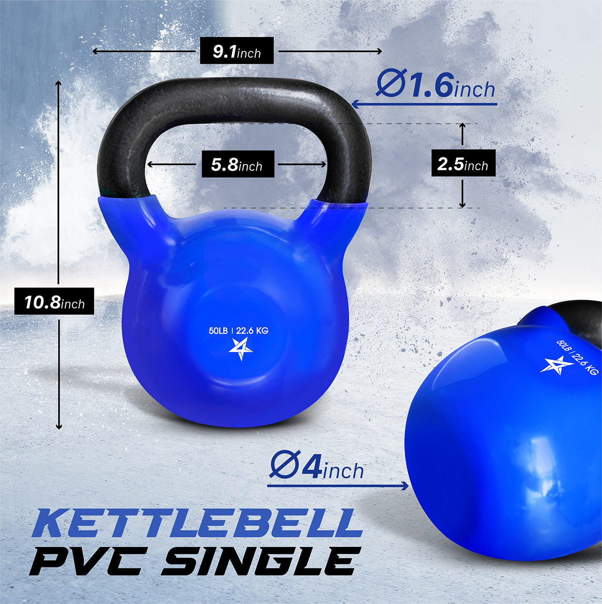 Yes4All Vinyl Kettlebell, 5–100 Lb Strength Training Kettlebell